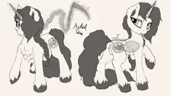 Size: 3840x2160 | Tagged: safe, artist:littlepony115, derpibooru import, oc, oc:astral skies, unofficial characters only, pony, unicorn, artificial wings, augmented, braid, chest fluff, female, horn, image, magic, magic wings, monochrome, png, simple background, smiling, solo, solo female, tail, white background, wings