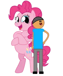 Size: 4084x4971 | Tagged: safe, artist:williamtheofficial, derpibooru import, pinkie pie, oc, oc:william, earth pony, human, pony, g4, female, hind legs, image, male, mare, png, simple background, standing, transparent background