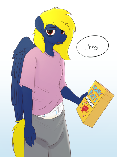 Size: 2636x3521 | Tagged: questionable, artist:edrian, derpibooru import, oc, oc:naveen numbers, anthro, cereal, diaper, ed edd n eddy, food, image, png