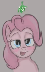 Size: 502x805 | Tagged: safe, derpibooru import, pinkie pie, earth pony, g4, blushing, female, image, jpeg, mistletoe, solo, tongue out