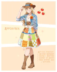 Size: 1606x2048 | Tagged: safe, artist:applesartt, derpibooru import, applejack, human, g4, clothes, female, freckles, hat, humanized, image, looking at you, png, smiling, smiling at you, solo