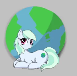 Size: 582x574 | Tagged: safe, artist:lillslim, derpibooru import, oc, unnamed oc, unofficial characters only, earth pony, pony, g4, earth, female, globe, image, lying down, mare, png, ponyloaf, prone, solo