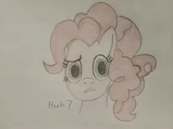 Size: 4032x3016 | Tagged: safe, artist:jakusi, derpibooru import, pinkie pie, pony, g4, amogus, among us, bust, confused, female, image, impostor, jpeg, looking at you, mare, meme, pinktober, portrait, solo, traditional art