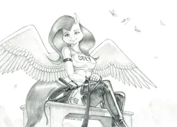 Size: 1500x1080 | Tagged: suggestive, artist:baron engel, derpibooru import, fluttershy, anthro, butterfly, insect, pegasus, g4, armband, bench, boots, breasts, busty fluttershy, clothes, erect nipples, female, image, implied bondage, implied pet play, jpeg, leash, looking at you, monochrome, nipple outline, offscreen character, panties, pencil drawing, pov, shoes, simple background, solo, solo female, spread wings, story included, tanktop, thigh boots, thong, traditional art, underwear, whip, white background, wings, wristband