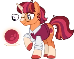 Size: 2623x2092 | Tagged: safe, artist:strawberry-spritz, derpibooru import, oc, pony, unicorn, glasses, horn, image, male, offspring, parent:moondancer, parent:sunburst, parents:sundancer, png, simple background, solo, stallion, sweater vest, transparent background