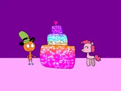 Size: 1032x774 | Tagged: safe, artist:avaandfriends2008, derpibooru import, pinkie pie, g4, cake, countdown, crossover, duo, eyes closed, food, image, jpeg, wander (wander over yonder), wander over yonder