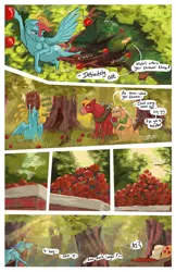 Size: 2008x3100 | Tagged: safe, artist:seventozen, derpibooru import, applejack, big macintosh, rainbow dash, pony, comic:the problem of parthus, g4, apple, barrel, comic, food, image, jpeg, tree