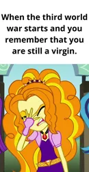 Size: 514x990 | Tagged: safe, artist:tom artista, derpibooru import, edit, edited screencap, screencap, adagio dazzle, aria blaze, sonata dusk, equestria girls, g4, angry, expression, expressions, facial expressions, image, joke, meme, my little pony equestria girls: rainbow rocks, png, politics, the dazzlings, war