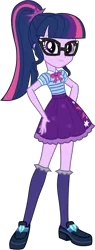 Size: 1900x5000 | Tagged: safe, artist:octosquish7260, derpibooru import, sci-twi, twilight sparkle, human, equestria girls, g4, clothes, eqg promo pose set, female, geode of telekinesis, glasses, image, kneesocks, magical geodes, png, shirt, shoes, simple background, skirt, socks, solo, t-shirt, transparent background