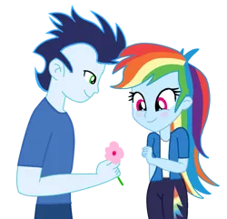 Size: 1223x1180 | Tagged: safe, artist:soarindasher10, derpibooru import, rainbow dash, soarin', human, equestria girls, g4, female, flower, image, male, png, shipping, simple background, soarindash, straight, transparent background