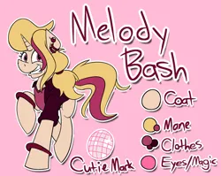 Size: 1280x1020 | Tagged: safe, artist:cowsrtasty, derpibooru import, oc, oc:melody bash, unofficial characters only, pony, unicorn, bracelet, clothes, ear piercing, earring, female, grin, horn, image, jewelry, mare, piercing, png, reference sheet, smiling, solo, tail, unicorn oc