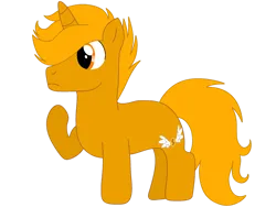 Size: 1032x774 | Tagged: safe, artist:meghan12345, derpibooru import, ponified, pony, unicorn, g4, battle for dream island, coiny (battle for dream island), horn, image, male, png, raised hoof, simple background, solo, stallion, transparent background