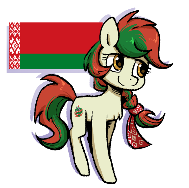 Size: 744x739 | Tagged: safe, artist:brella, derpibooru import, oc, ponified, earth pony, pony, belarus, image, nation ponies, national flag, png, simple background, solo, transparent background