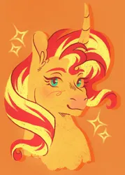 Size: 1877x2618 | Tagged: safe, artist:fizzmitz, derpibooru import, sunset shimmer, pony, unicorn, g4, bust, horn, image, jpeg, solo