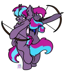 Size: 1438x1639 | Tagged: safe, artist:minty joy, derpibooru import, oc, oc:cloud twist, unofficial characters only, alicorn, bat pony, bat pony alicorn, pony, unicorn, back to back, bat wings, bipedal, bow, chest fluff, ear fluff, female, horn, image, looking at each other, looking at someone, male, mare, mare oc, png, ready to fight, shoulder fluff, simple background, smiling, stallion, stallion oc, transparent background, underhoof, wings