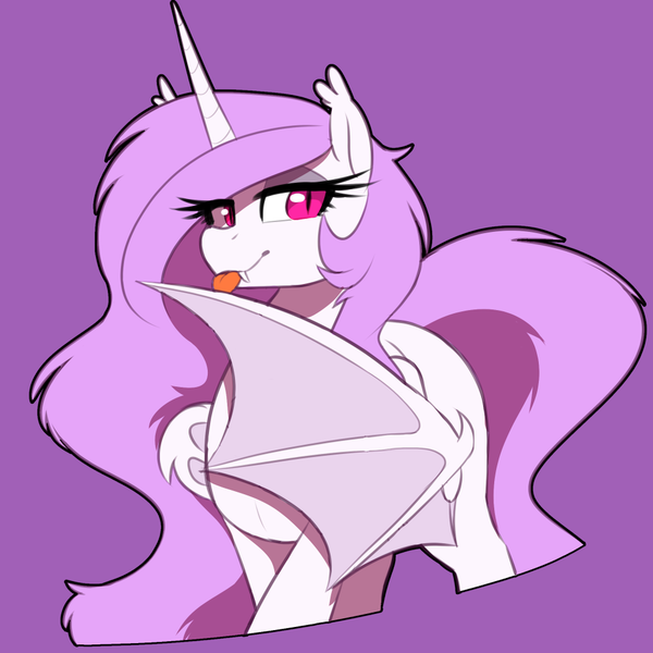 Size: 1000x1000 | Tagged: safe, artist:thebatfang, ponerpics import, princess celestia, alicorn, bat pony, bat pony alicorn, pony, bat wings, batlestia, female, horn, image, mare, messy mane, mlem, pinklestia, png, silly, simple background, solo, tongue out, wings