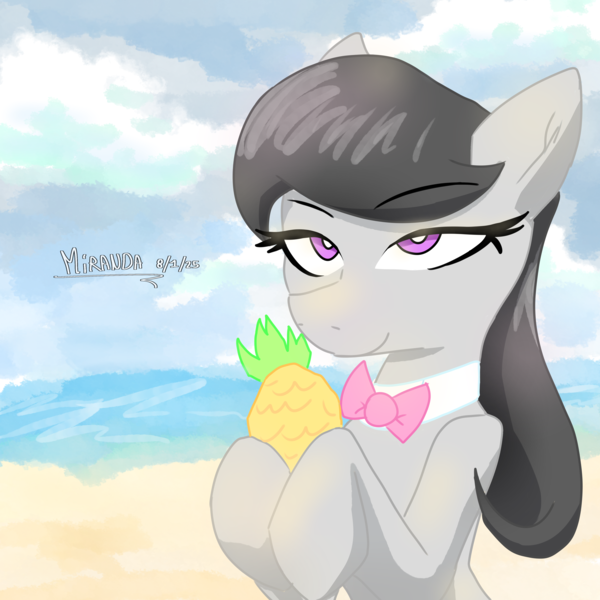 Size: 4096x4096 | Tagged: safe, artist:miranda_17, derpibooru import, octavia melody, piña colada, earth pony, pony, g4, cute, digital art, duo, duo female, female, image, lesbian, musical instrument, my little pony, png, reference, solo, solo female