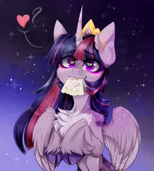 Size: 900x1000 | Tagged: safe, artist:carrion, derpibooru import, twilight sparkle, twilight sparkle (alicorn), alicorn, pony, g4, female, heart, heart eyes, image, jpeg, letter, stars, wingding eyes