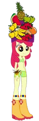 Size: 509x1566 | Tagged: artist needed, safe, derpibooru import, apple bloom, human, equestria girls, g4, apple, banana, boots, bra, carnaval, clothes, feather, female, food, fruit hat, hat, image, leg band, orange, pineapple, png, rio de janeiro, shoes, simple background, solo, strawberry, transparent background, underwear, watermelon, wristband