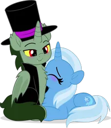 Size: 4316x5000 | Tagged: safe, artist:jhayarr23, ponerpics import, trixie, oc, bat pony, pony, bat pony oc, bat wings, blushing, chest freckles, female, freckles, hat, image, male, mare, png, stallion, tophat, wings