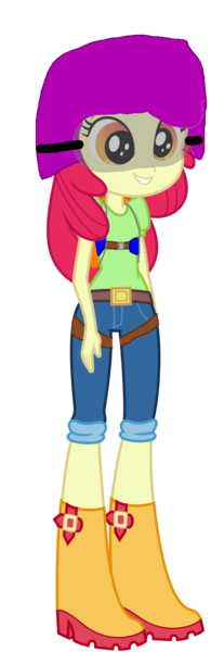 Size: 509x1566 | Tagged: safe, artist:applebloomfun, derpibooru import, apple bloom, human, equestria girls, g4, boots, clothes, helmet, image, png, shoes, skydiving, solo