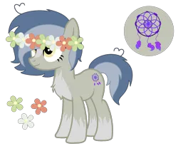 Size: 2315x1900 | Tagged: safe, artist:izzakenna, derpibooru import, oc, oc:pascal, earth pony, pony, female, floral head wreath, flower, image, mare, png, simple background, solo, transparent background