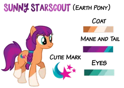 Size: 1280x906 | Tagged: dead source, safe, artist:sparklekitty06, derpibooru import, sunny starscout, earth pony, pony, series:magic of unity, g4, g5, base used, caption, cutie mark, female, g5 to g4, generation leap, image, mare, png, reference sheet, simple background, solo, text, transparent background