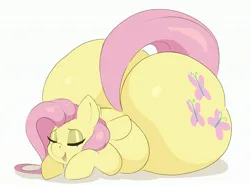 Size: 3088x2311 | Tagged: suggestive, artist:arizonathevixen, derpibooru import, fluttershy, pegasus, pony, g4, butt, female, flutterbutt, huge butt, image, jpeg, large butt, lidded eyes, lying down, mare, plot, prone, simple background, solo, solo female, white background