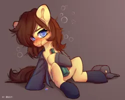 Size: 2500x2000 | Tagged: safe, artist:shelti, derpibooru import, oc, oc:clover springs, unofficial characters only, earth pony, pony, alcohol, blood, blushing, bottle, clothes, colored pupils, commission, drink, drunk, drunk bubbles, earth pony oc, emanata, empire, female, glass bottle, gradient background, hat, high res, hoof hold, image, jacket, long sleeves, looking at you, mare, open clothes, open jacket, partially undressed, png, sitting, socks, solo, star wars, uniform, wavy mouth