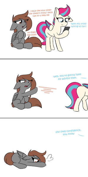 Size: 1200x2409 | Tagged: safe, artist:nevaylin, derpibooru import, zipp storm, oc, oc:nevaylin, pegasus, pony, g5, 3 panel comic, canon x oc, comic, dialogue, duo, duo female, female, image, implied pipp petals, mare, mobile phone, phone, png, shipping, simple background, smartphone, white background