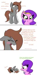 Size: 1200x2409 | Tagged: safe, artist:nevaylin, derpibooru import, pipp petals, oc, oc:nevaylin, pegasus, pony, g5, 3 panel comic, blushing, canon x oc, comic, dialogue, duo, duo female, earbuds, female, image, mare, nervous, png, shaking, shipping, simple background, sweat, white background