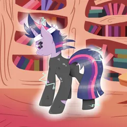 Size: 2000x2000 | Tagged: safe, artist:kathepart, derpibooru import, twilight sparkle, g4, future twilight, golden oaks library, image, library, png, solo, twilight's lab