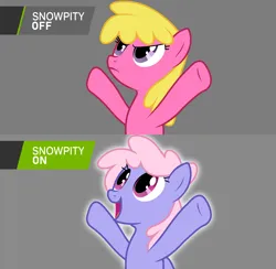 Size: 7157x6988 | Tagged: safe, artist:firlin123, artist:uigsyvigvusy, cherry berry, rainbowshine, absurd resolution, gray background, image, meme, png, rainbowshining, rtx, simple background, snowpity, vector