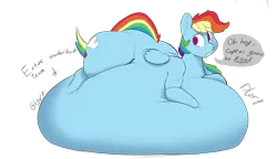 Size: 1340x774 | Tagged: suggestive, artist:blueblaze95, artist:polofastter, derpibooru import, rainbow dash, pegasus, pony, g4, belly, belly bed, big belly, face imprint, female, fetish, huge belly, image, impossibly large belly, mare, mass vore, png, preddash, simple background, transparent background, vore, wonderbolts