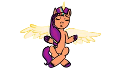 Size: 1280x720 | Tagged: safe, artist:wrath-marionphauna, derpibooru import, sunny starscout, alicorn, g5, alicorn sunny starscout, eyes closed, horn, image, meditating, png, ponylatino, solo, spread wings, wings