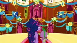 Size: 1920x1080 | Tagged: safe, derpibooru import, screencap, spike, twilight sparkle, pony, g4, friendship is magic (episode), image, my little pony, png, ponyville town hall, twilight poofle