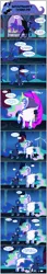 Size: 1280x7446 | Tagged: safe, artist:bbbhuey, artist:blackgryph0n, artist:evilfrenzy, artist:gatesmccloud, artist:greywander87, artist:invisibleink, artist:venjix5, derpibooru import, nightmare moon, princess celestia, princess luna, alicorn, pony, comic:nightmare's gobbles!, g4, annoyed, blushing, comic, eaten alive, female, image, jpeg, mare, squee, unwilling prey, vore, yawn