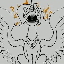 Size: 3000x3000 | Tagged: safe, artist:praise_the_sun, derpibooru import, princess celestia, alicorn, pony, g4, crown, derpibooru exclusive, horn, image, jealous, jewelry, jpeg, regalia, solo, wide eyes, wings, yandelestia, yandere