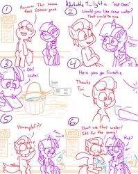 Size: 4779x6013 | Tagged: safe, artist:adorkabletwilightandfriends, derpibooru import, twilight sparkle, twilight sparkle (alicorn), oc, oc:lawrence, alicorn, comic:adorkable twilight and friends, g4, adorkable, adorkable twilight, bucket, comic, cute, dork, drink, drinking, ear piercing, finnish, gauges, happy, heater, hips, hot, image, kindness, ladle, love, magic, missing accessory, no glasses, piercing, png, relationship, rules, sauna, sitting, slice of life, spitting, sweat, sweatdrop, sweatdrops, water, wide hips