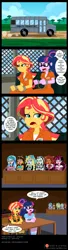 Size: 1280x4717 | Tagged: safe, artist:niban-destikim, derpibooru import, sci-twi, sunset shimmer, twilight sparkle, human, undead, vampire, werewolf, zombie, equestria girls, g4, angry, bus, clawdeen wolf, cleo de nile, clothes, comic, courtroom, cuffs, draculaura, family guy, frankenstein, frankenstein's monster, frankie stein, ghoulia yelps, glasses, image, jpeg, jury, lagoona blue, monster high, mummy, prison outfit, sea monster, table, vehicle