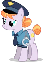 Size: 4845x7000 | Tagged: safe, derpibooru import, official, copper top, earth pony, pony, g4, the gift of the maud pie, .ai available, .svg available, clothes, collared shirt, cuffs, female, g4 brand assets, hat, image, mare, my little pony, necktie, police hat, police pony, police uniform, shirt, simple background, solo, svg, transparent background, vector