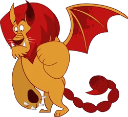 Size: 7000x6403 | Tagged: safe, derpibooru import, official, manny roar, manticore, g4, .ai available, .svg available, bipedal, friendship is magic (episode), g4 brand assets, image, looking down, male, my little pony, simple background, solo, spread wings, stock vector, svg, transparent background, vector, wings