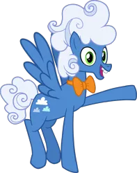 Size: 3954x5031 | Tagged: safe, derpibooru import, official, fluffy clouds, pegasus, pony, g4, tanks for the memories, .ai available, .svg available, bowtie, g4 brand assets, image, looking at you, male, my little pony, simple background, smiling, solo, stallion, stock vector, svg, transparent background, vector, waving, waving at you