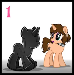Size: 1280x1300 | Tagged: safe, artist:applec1234, ponerpics import, oc, oc:chloe adore, unofficial characters only, pony, unicorn, collar, ear piercing, female, image, latex, lipstick, mare, passepartout, piercing, png, rocking horse, seams, show accurate