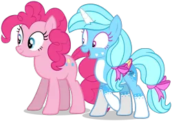 Size: 2050x1440 | Tagged: safe, artist:zslnews, derpibooru import, pinkie pie, oc, oc:jemima sparkle, alicorn, earth pony, g4, alicorn oc, duo, duo female, female, horn, image, png, simple background, transparent background, vector, wings