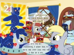 Size: 1032x774 | Tagged: safe, artist:bronybyexception, artist:emkay-mlp, artist:estories, artist:eyeofmagnus, artist:gurugrendo, artist:matty4z, artist:melshow, artist:peora, artist:sircinnamon, artist:vector-brony, derpibooru import, derpy hooves, doctor whooves, uncle curio, bear, earth pony, pegasus, ursa, ursa minor, g4, advent calendar, barrel, doctor who, image, implied dinky, jpeg, plushie, poster, self paradox, self ponidox, slinky, snow, tardis, toy shop, younger