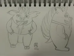 Size: 4032x3072 | Tagged: safe, artist:bonemasked, derpibooru import, grubber, anthro, hedgehog, g4, my little pony: the movie, image, jpeg, photo, signature, solo, storm king's emblem, traditional art
