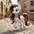 Size: 2048x2048 | Tagged: safe, ai generated, generator:nanobanana, prompter:iwtcipp, oc, oc:pipette, unofficial characters only, earth pony, pony, building, cobblestone street, collar, day, earth pony oc, female, image, leash, mare, open mouth, open smile, outdoors, photorealistic, plant, png, pony pet, realistic, sky, smiling, solo, walking, watermark