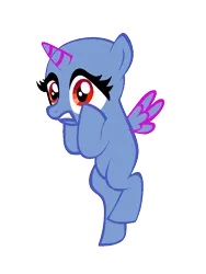 Size: 768x1024 | Tagged: safe, artist:kharmacal, derpibooru import, g4, the ending of the end, 2025, any species, bald, base, bipedal, colored lineart, free to use, gritted teeth, hoof on cheek, image, my little pony, pixel-crisp art, png, red eyes, scared, simple background, solo, teeth, transparent background, wide eyes