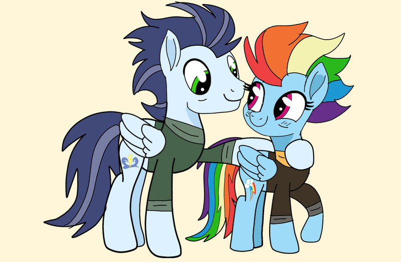 Size: 2139x1395 | Tagged: safe, artist:pinky cloudy, derpibooru import, rainbow dash, soarin', pegasus, pony, g4, the last problem, female, image, male, mare, movie accurate, my little pony, older, older rainbow dash, older soarin', older soarindash, png, shipping, soarindash, stallion, straight